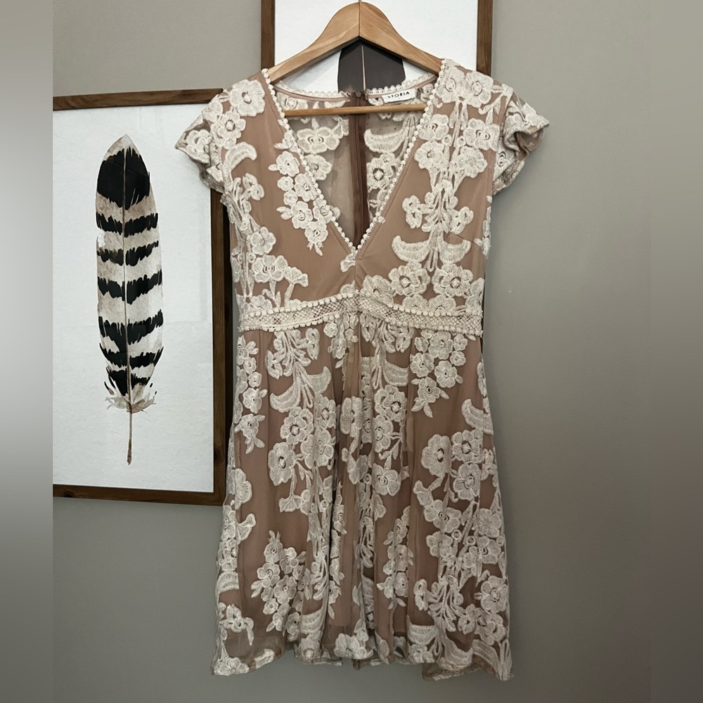 Storia mini dress floral detail texture illusion back